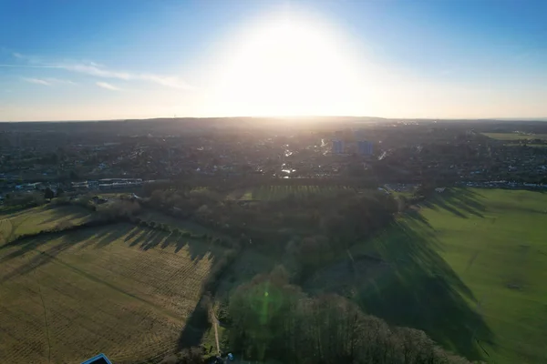 Flygfoto Över Luton City Klar Solig Vinterdag Storbritannien — Stockfoto