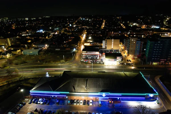 England Luton Januar 2023 Illuminated View English City Der Nacht — Stockfoto