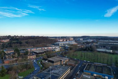 GREAT BRITAIN, LUTON - 22ND JANUARY, 2023: Şehir Merkezi Yüksek Açı Görünümü, İngiltere 'nin Modern ve Tarihi Görünümü 