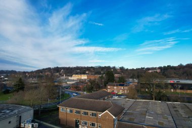 GREAT BRITAIN, LUTON - 22ND JANUARY, 2023: Şehir Merkezi Yüksek Açı Görünümü, İngiltere 'nin Modern ve Tarihi Görünümü 
