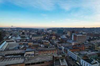 GREAT BRITAIN, LUTON - 22ND JANUARY, 2023: Şehir Merkezi Yüksek Açı Görünümü, İngiltere 'nin Modern ve Tarihi Görünümü 