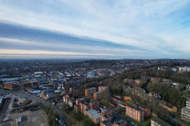 GREAT BRITAIN, LUTON - 22ND JANUARY, 2023: Şehir Merkezi Yüksek Açı Görünümü, İngiltere 'nin Modern ve Tarihi Görünümü 