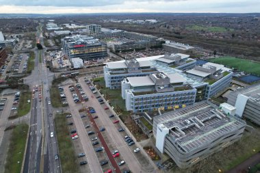 İngiltere 'nin Milton Keynes şehrinin Panoramik Yüksek Açılı Manzarası