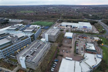 İngiltere 'nin Milton Keynes şehrinin Panoramik Yüksek Açılı Manzarası