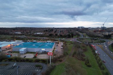 İngiltere 'nin Milton Keynes şehrinin Panoramik Yüksek Açılı Manzarası