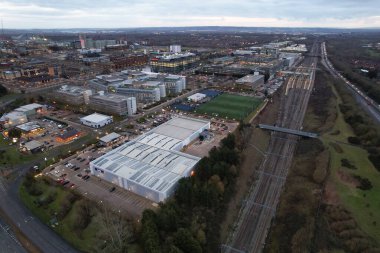 İngiltere 'nin Milton Keynes şehrinin Panoramik Yüksek Açılı Manzarası
