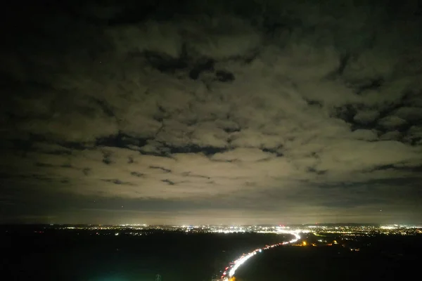 Vista Aérea Das Auto Estradas Noite — Fotografia de Stock