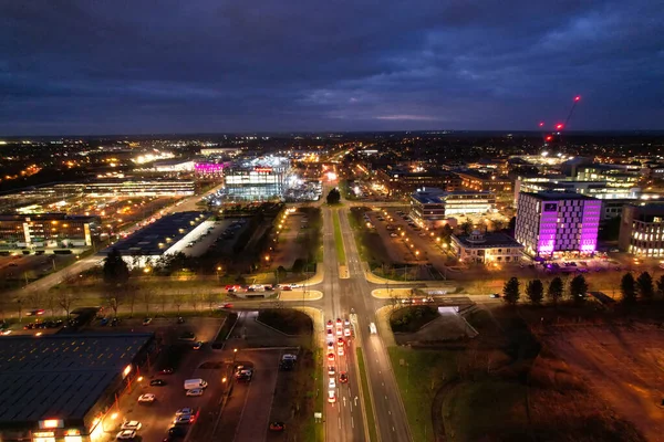 Panoramic High Angle View Central Milton Keynes City England — 스톡 사진
