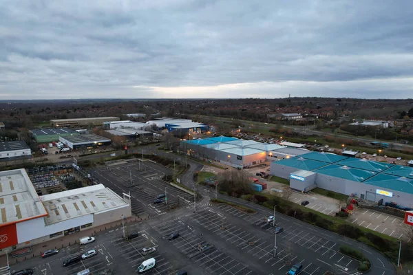 İngiltere 'nin Milton Keynes şehrinin Panoramik Yüksek Açılı Manzarası