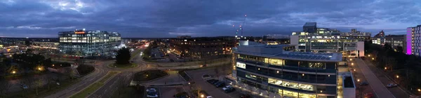Панорамный Вид Город Ночью — стоковое фото