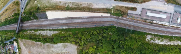 Вид Воздуха Железнодорожные Пути Сельской Местности — стоковое фото