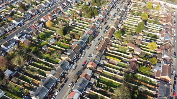 stock image High Angle of Real Estate houses and Residentials of Asian Pakistani and Kashmiri Muslim Community at Luton City of England Great Britain, Drone's Footage Captured on 03-02-2023