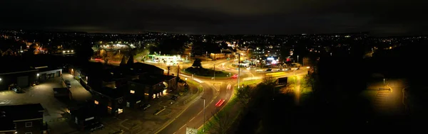 Vista Panorámica Iluminada Ciudad Por Noche — Foto de Stock
