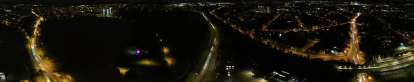 Vista Panorámica Iluminada Ciudad Por Noche —  Fotos de Stock
