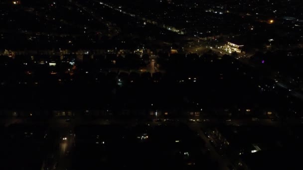 Повітряні Кадри Ілюмінованого Британського Лутон Тауна Відразу Після Заходу Сонця — стокове відео