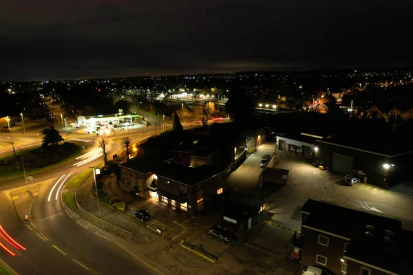 Widok Oświetlone Miasto Nocy — Zdjęcie stockowe
