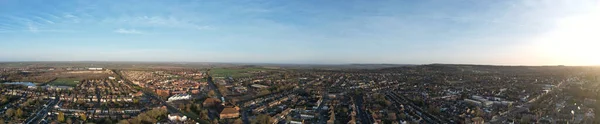High Angle Panoramic View of Retail Park and Central Dunstable Town of England Great Britain