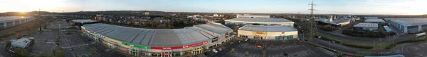 High Angle Panoramic Kilátás Kiskereskedelmi Parkra Közép Dunstable Angliára Nagy — Stock Fotó