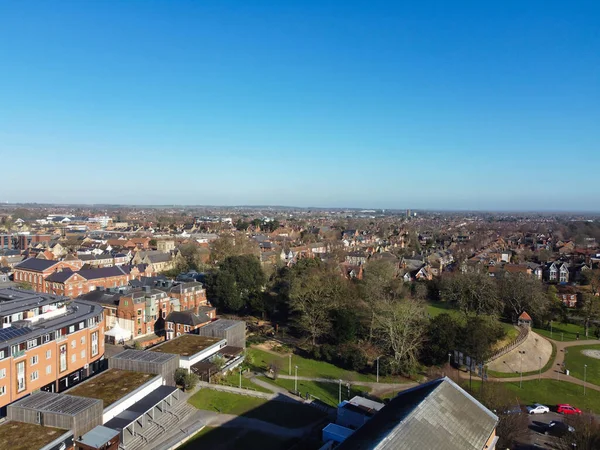 Pemandangan Udara Bedford City Center Sunny Day — Stok Foto