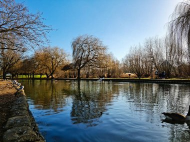 Panoramic Low Angle View of the Lake of Park at Bedford City of England UK