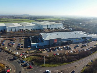 UNITED KINGDOM, BEDFORD - 6TH FEBRUARY, 2023: Aerial View of Kempston Business Retail Park Which is Located Near to Bedford Town of England