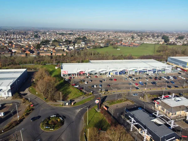 UNITED KINGDOM, BEDFORD - 6TH FEBRUARY, 2023: Aerial View of Kempston Business Retail Park Which is Located Near to Bedford Town of England