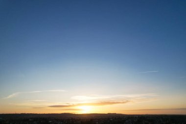 High Angle View of Blue Sky and Colours of Clouds over Great Britain During Sunset