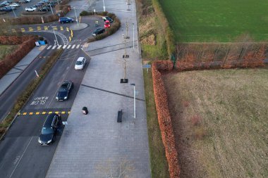 High Angle View of Central Luton City and Buildings During Sunset