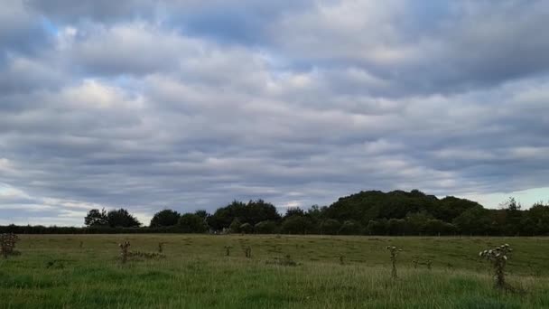 Letecký Pohled Britskou Krajinu Sharpenhoe Clappers Během Západu Slunce — Stock video