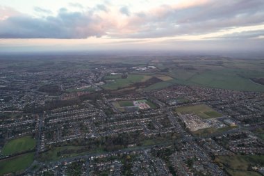 High Angle View of Orange Clouds over City