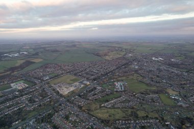 High Angle View of Orange Clouds over City
