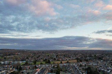 High Angle View of Orange Clouds over City