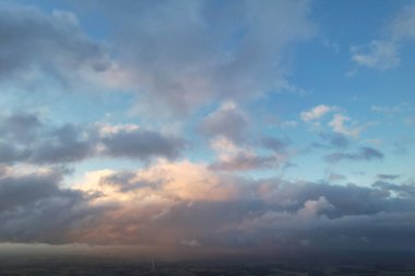High Angle View of Orange Clouds over City
