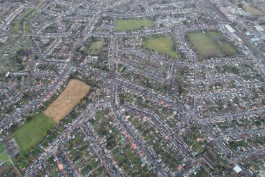 Gün batımında Şehrin Hava Görüntüsü