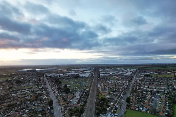 Luchtfoto Van Luton City Tijdens Zonsondergang — Stockfoto