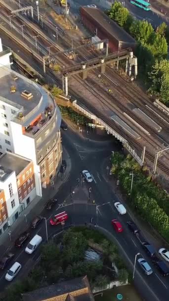 British Rail Urmele Care Trec Prin Anglia Drone Camera Vedeți — Videoclip de stoc