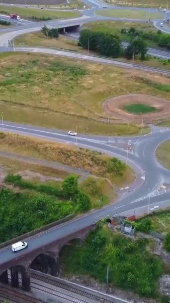 High Angle Aerial View British Roads Traffic England — стокове відео