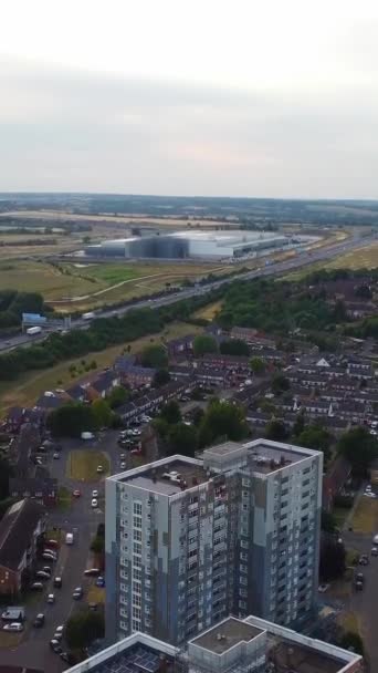 High Angle Aerial View British Roads Traffic Inglês — Vídeo de Stock