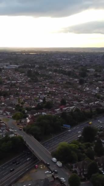 Vue Aérienne Haut Angle Des Routes Britanniques Trafic Angleterre Royaume — Video