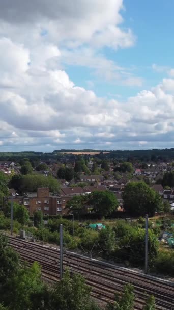 Aerial Footage Railway Station Luton City England Full Clouds Day — Stock Video