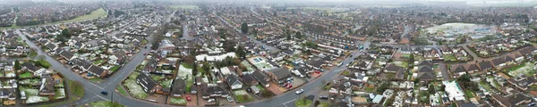 Vue Aérienne Luton City Pendant Chute Neige — Photo