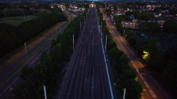 Nejlepší Letecké Záběry Luton City Leagrave Station Během Západu Slunce — Stock video