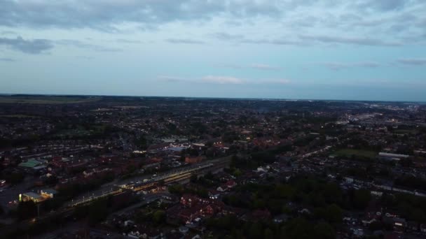 Bästa Flygbilder Luton City Och Leagrave Station Solnedgången — Stockvideo