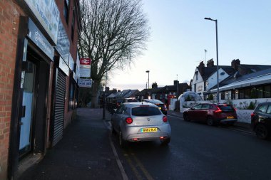 Luton Town, İngiltere şehir merkezinin düşük açılı görüntüsü. Merkez Luton Şehri ve Karayolları Görünümü