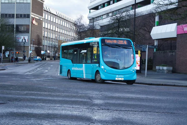 stock image London Luton City Local Bus at Central Luton Station of England UK. During Sunset.