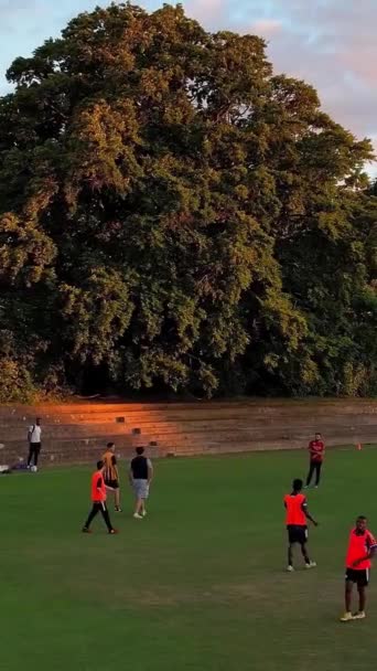 Ngiltere Ngiltere Luton Mart 2023 Şehir Parkında Futbol Oynayan Gençlerin — Stok video