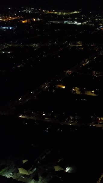 Riprese Aeree Luton Town Britannica Illuminata Subito Dopo Tramonto Durante — Video Stock