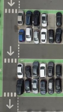 Aerial view high angle footage of modern car park in the building and roof top at City centre of Luton Town of England UK