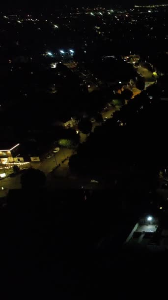Flygbilder Belysta Brittiska Luton Town Strax Efter Solnedgången Och Natten — Stockvideo