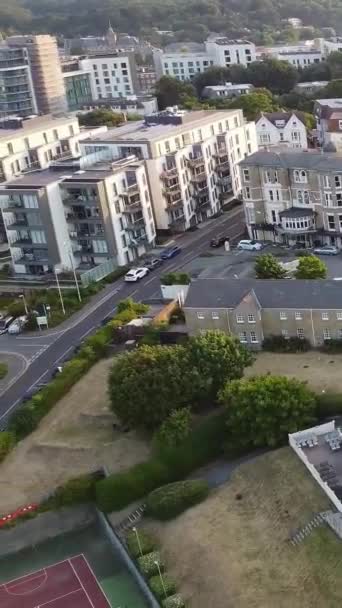 Luftaufnahmen Des Stadtbildes Strand Von Bournemouth Blick Aus Der Drohne — Stockvideo
